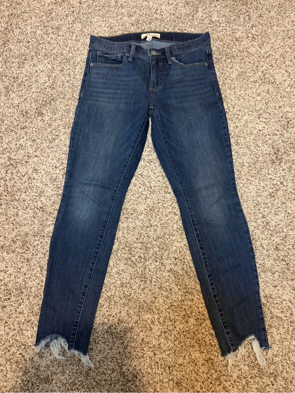Lucky Brand Dark Blue Skinny Jeans with Frayed V-Hem